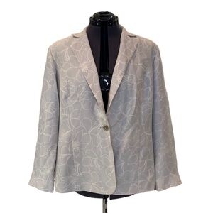 Due Per Due Womens Textured Woven Silk Open Front Jacket Blazer Beige Size 14W